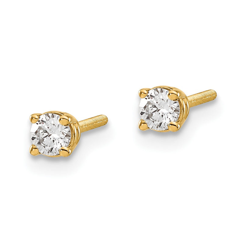 14ky .20ct. SI3 G I Diamond Stud Thread on/off Post Earrings