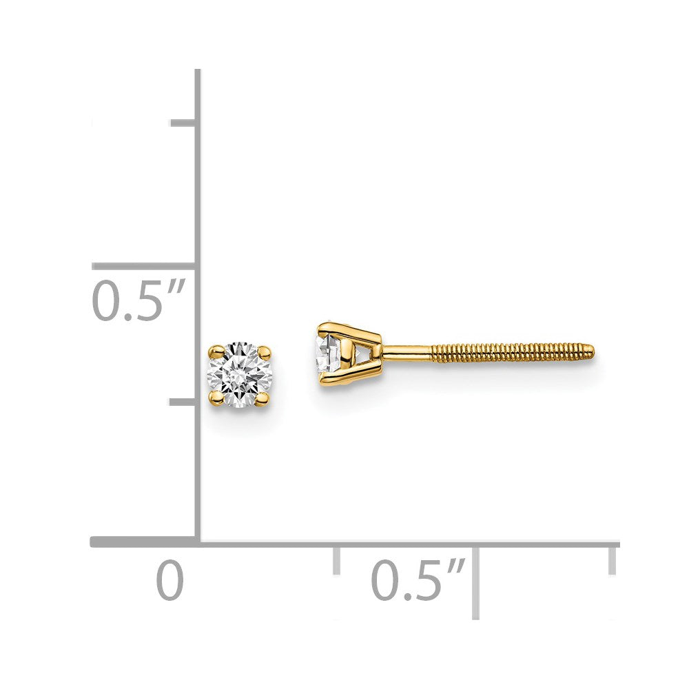 14ky .20ct. SI3 G I Diamond Stud Thread on/off Post Earrings
