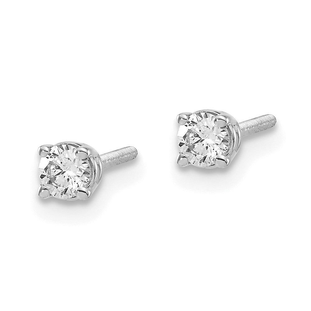 14K White Gold 14Kw .20Ct Si3 G I Diamond Stud Thread On/Off Post Earrings