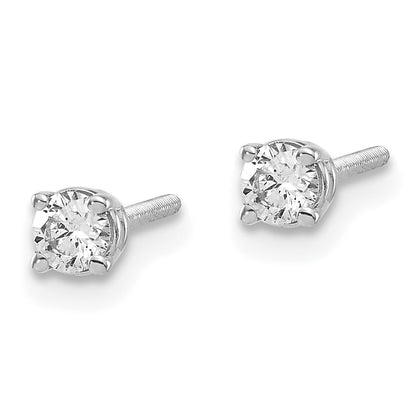 14K White Gold 14Kw .20Ct Vs2/Si1 G I Diamond Stud Thread On/Off Post Earrings