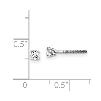 14K White Gold 14Kw .20Ct Si3 G I Diamond Stud Thread On/Off Post Earrings