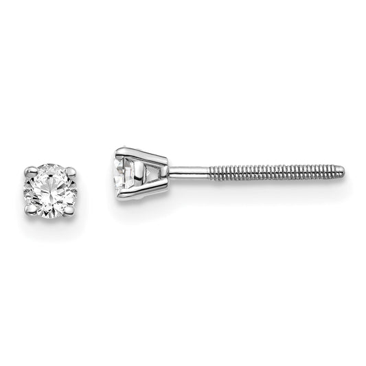 14K White Gold 14Kw .20Ct Si3 G I Diamond Stud Thread On/Off Post Earrings