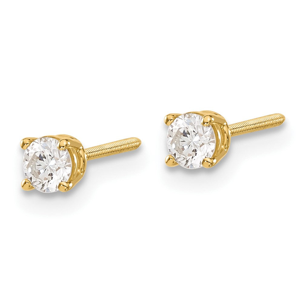 14ky .30ct. SI3 G I Diamond Stud Thread on/off Post Earrings