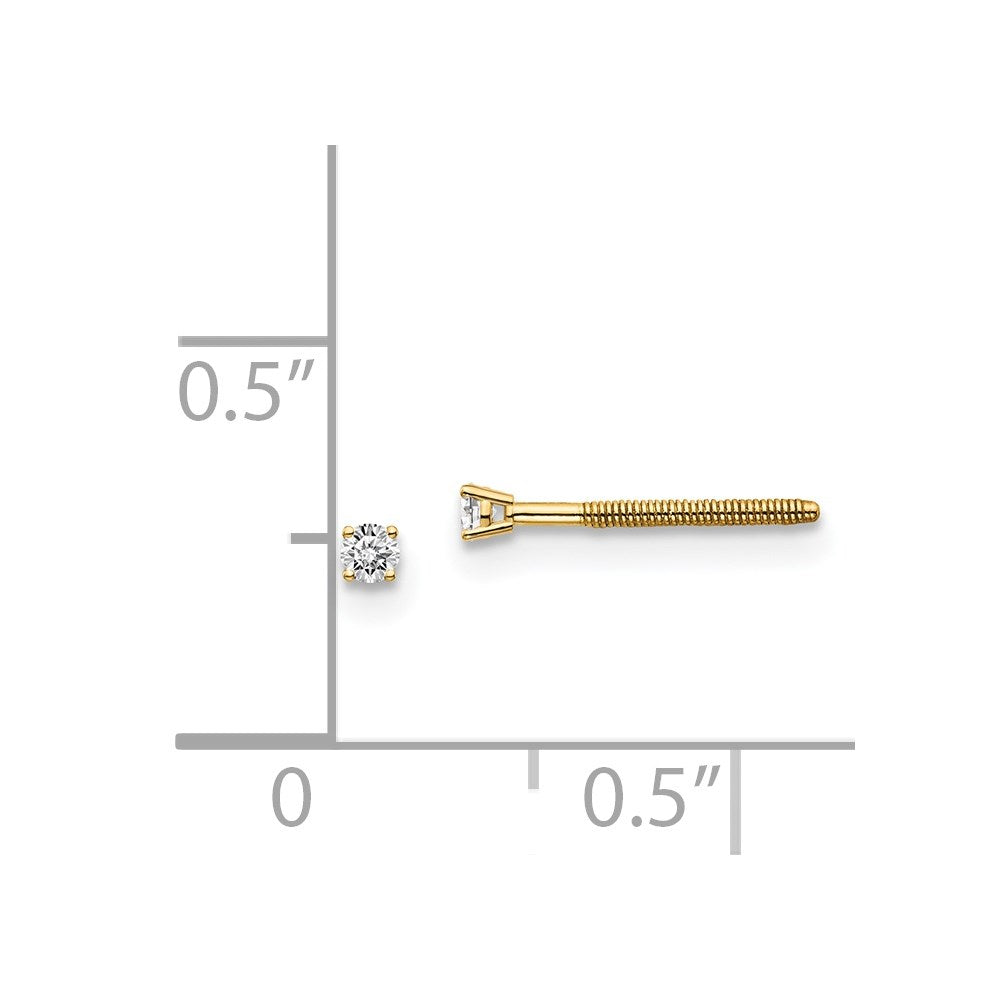 14ky .05ct. SI3 G I Diamond Stud Thread on/off Post Earrings