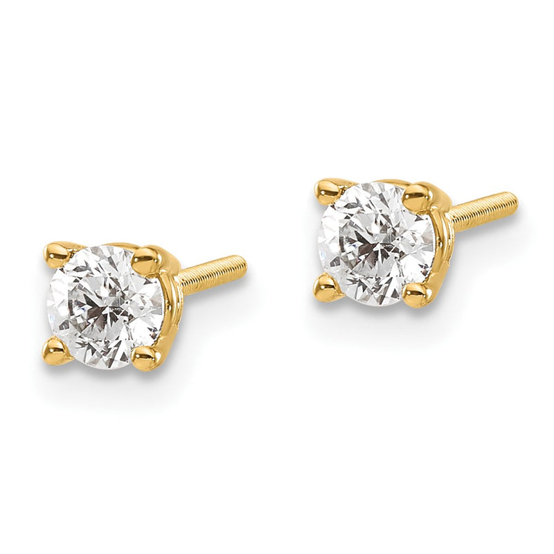 14K Yellow Gold 14Ky .50Ct. Si3 G I Diamond Stud Thread On/Off Post Earrings