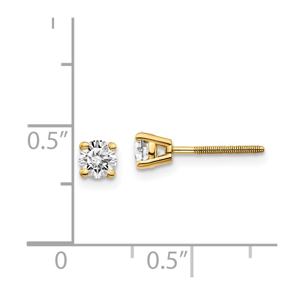 14K Yellow Gold 14Ky .50Ct. Si3 G I Diamond Stud Thread On/Off Post Earrings