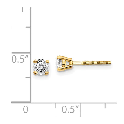 14K Yellow Gold 14Ky .50Ct. Si3 G I Diamond Stud Thread On/Off Post Earrings