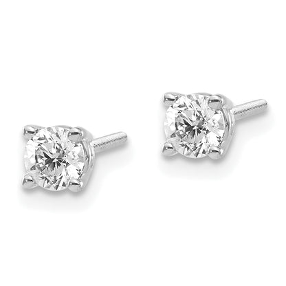 14K White Gold 14Kw .50Ct Vs2/Si1 G I Diamond Stud Thread On/Off Post Earrings