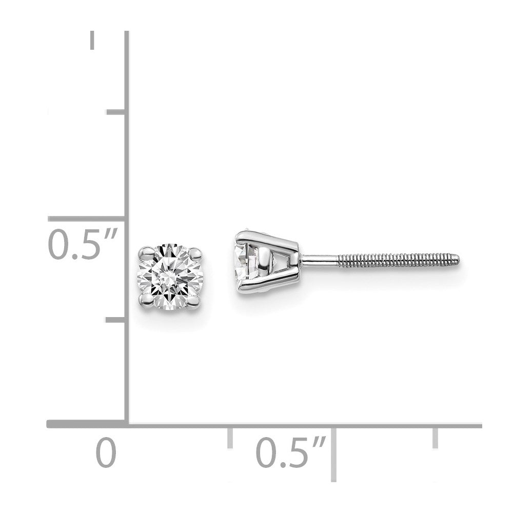 14K White Gold 14Kw .50Ct Vs2/Si1 G I Diamond Stud Thread On/Off Post Earrings