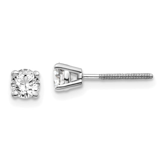 14K White Gold 14Kw .50Ct Vs2/Si1 G I Diamond Stud Thread On/Off Post Earrings