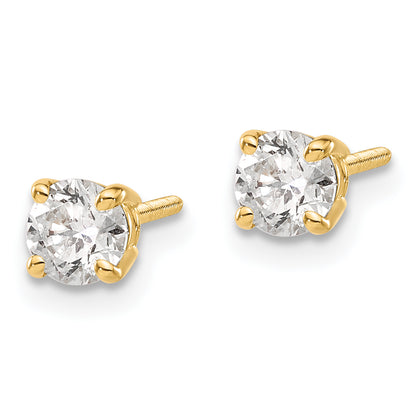 14K Yellow Gold 14Ky .60Ct. Vs2/Si1 G I Diamond Stud Thread On/Off Post Earrings