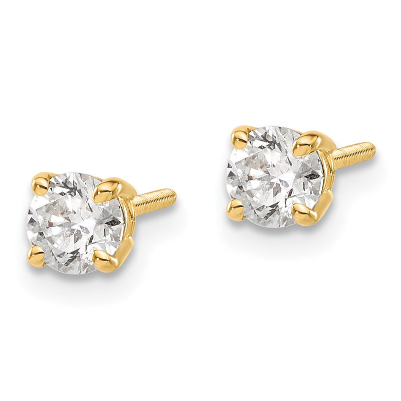 14K Yellow Gold 14Ky .60Ct. Vs2/Si1 G I Diamond Stud Thread On/Off Post Earrings