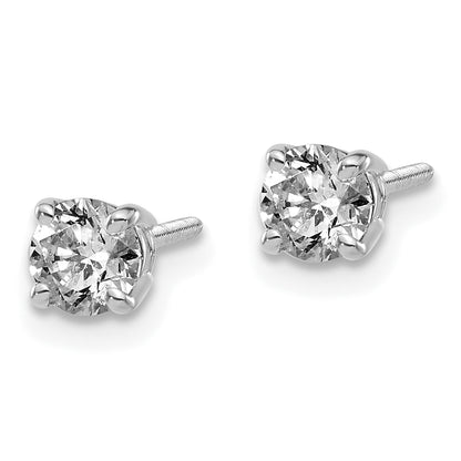 14K White Gold 14Kw .60Ct Si3 G I Diamond Stud Thread On/Off Post Earrings