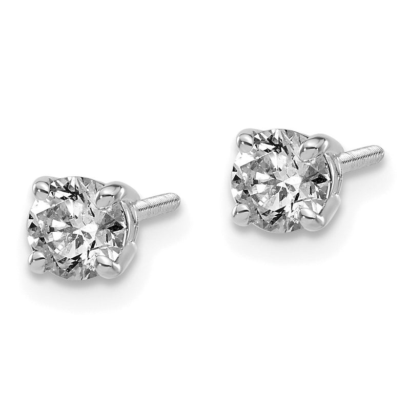 14K White Gold 14Kw .60Ct Si3 G I Diamond Stud Thread On/Off Post Earrings