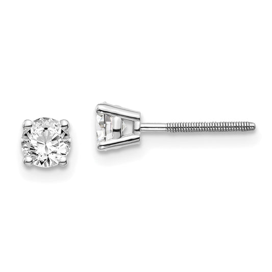 14K White Gold 14Kw .60Ct Vs2/Si1 G I Diamond Stud Thread On/Off Post Earrings