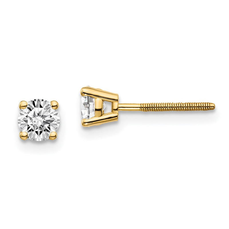 14K Yellow Gold 14Ky .60Ct. Vs2/Si1 G I Diamond Stud Thread On/Off Post Earrings