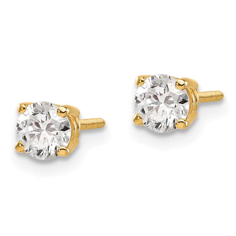 14K Yellow Gold 14Ky .70Ct. Si3 G I Diamond Stud Thread On/Off Post Earrings
