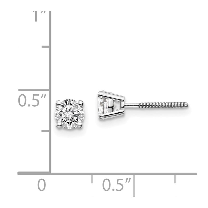 14K White Gold 14Kw .70Ct Vs2/Si1 G I Diamond Stud Thread On/Off Post Earrings