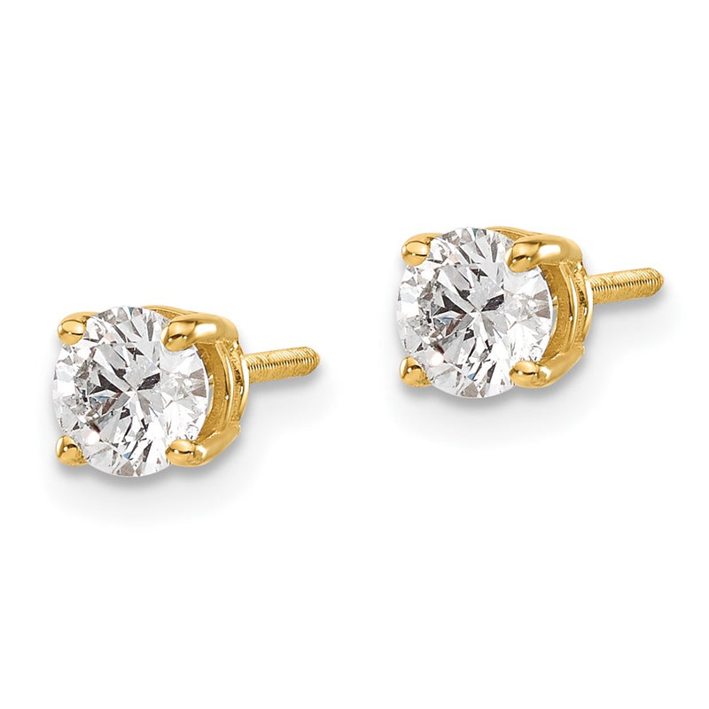 14K Yellow Gold 14Ky .75Ct. Si3 G I Diamond Stud Thread On/Off Post Earrings