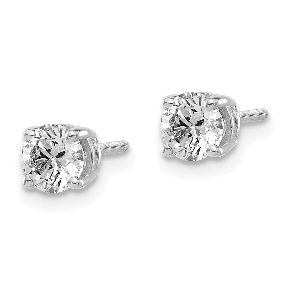 14K White Gold 14Kw .75Ct Si3 G I Diamond Stud Thread On/Off Post Earrings