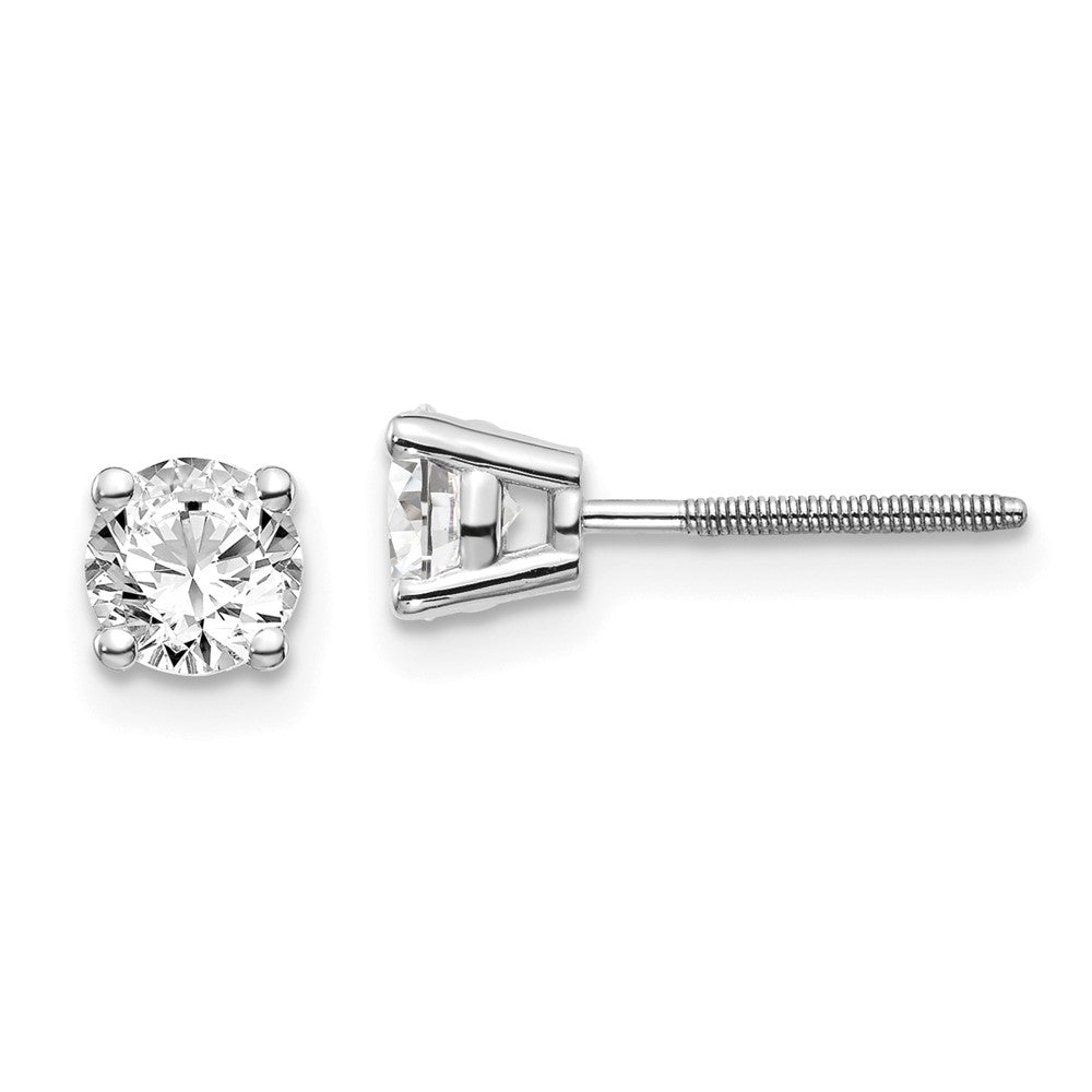 14K White Gold 14Kw .75Ct Si3 G I Diamond Stud Thread On/Off Post Earrings