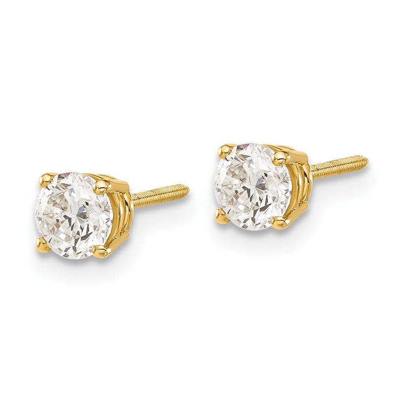 14K Yellow Gold 14Ky .85Ct. Si3 G I Diamond Stud Thread On/Off Post Earrings