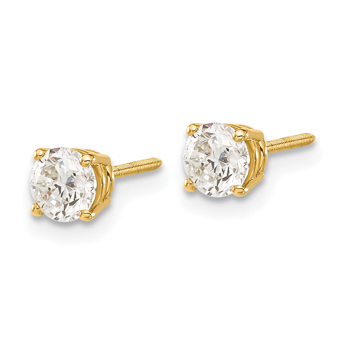 14K Yellow Gold 14Ky .85Ct. Si3 G I Diamond Stud Thread On/Off Post Earrings