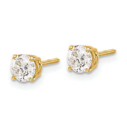 14K Yellow Gold 14Ky .85Ct. Si3 G I Diamond Stud Thread On/Off Post Earrings