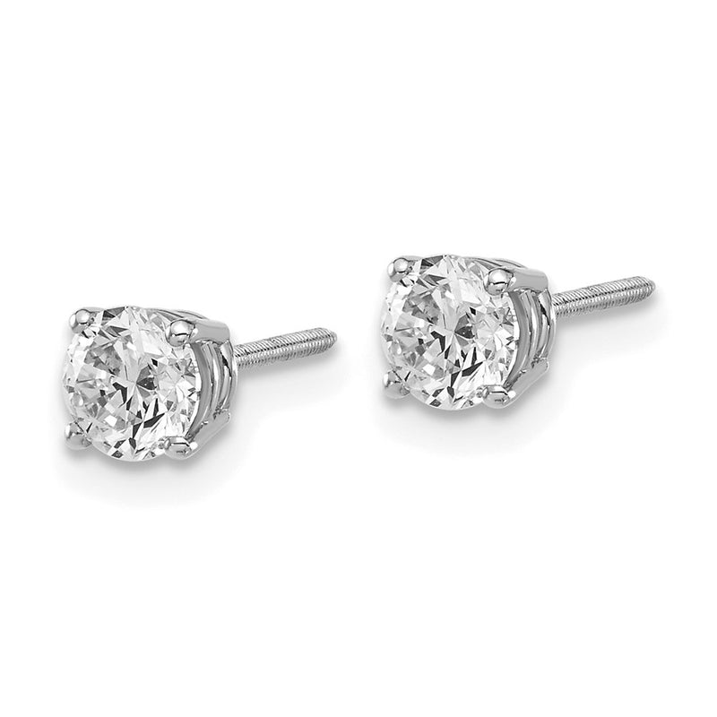 14K White Gold 14Kw .85Ct Si3 G I Diamond Stud Thread On/Off Post Earrings