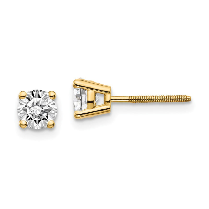 14K Yellow Gold 14Ky .85Ct. Vs2/Si1 G I Diamond Stud Thread On/Off Post Earrings