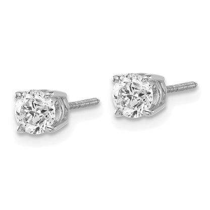14K White Gold 14Kw .95Ct Si3 G I Diamond Stud Thread On/Off Post Earrings