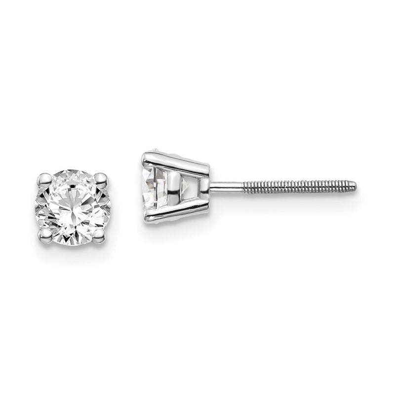 14K White Gold 14Kw .95Ct Si3 G I Diamond Stud Thread On/Off Post Earrings