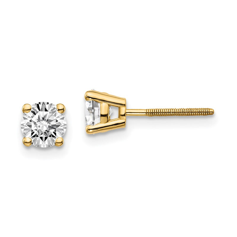 14K Yellow Gold 14Ky .95Ct. Si3 G I Diamond Stud Thread On/Off Post Earrings