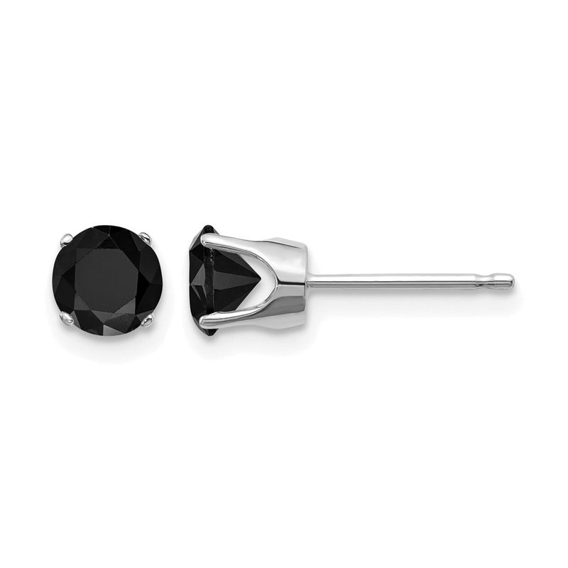 14K White Gold 1ct Black Diamond Stud Earrings