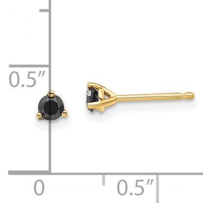14K Yellow Gold 1/4Ct. Black Diamond Stud Earrings