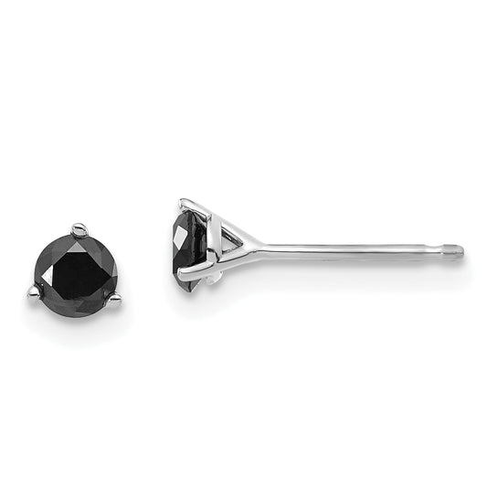 14K White Gold 3/8Ct Black Diamond Stud Earrings