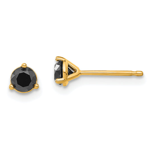 14K Yellow Gold 1/2Ct. Black Diamond Stud Earrings
