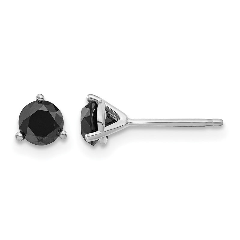 14K White Gold Black Diamond Stud Earrings