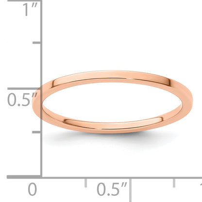 14K Rose Gold 1.2mm Flat Polished Stackable Band