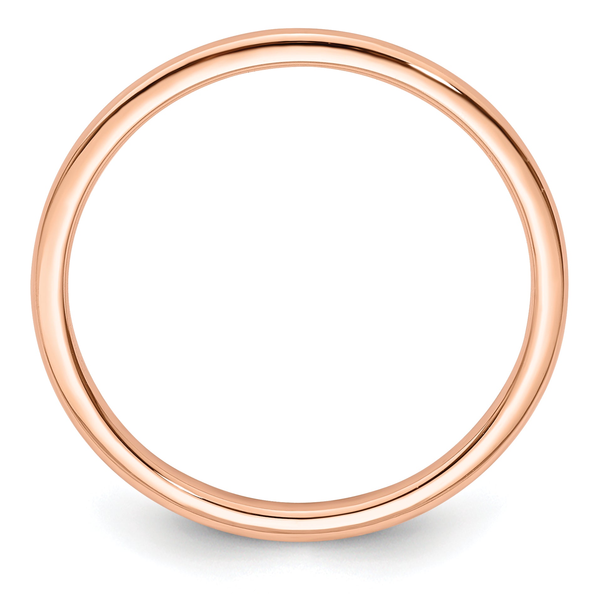 14K Rose Gold 1.2mm Half Round Polished Stackable Band