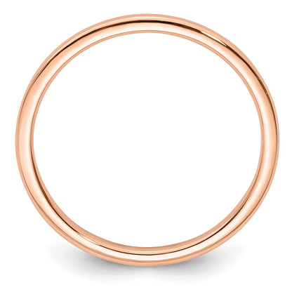 14K Rose Gold 1.2mm Half Round Polished Stackable Band