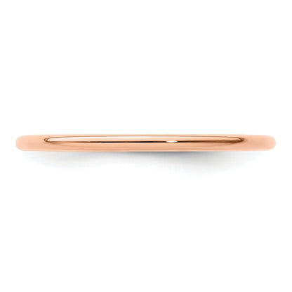 14K Rose Gold 1.2mm Half Round Polished Stackable Band