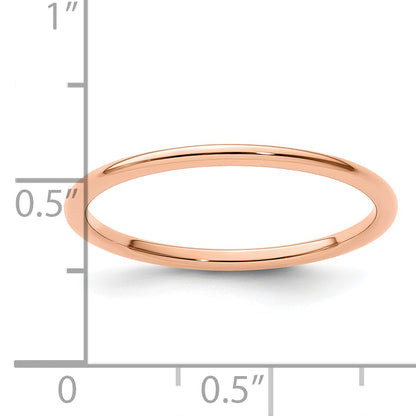 14K Rose Gold 1.2mm Half Round Polished Stackable Band