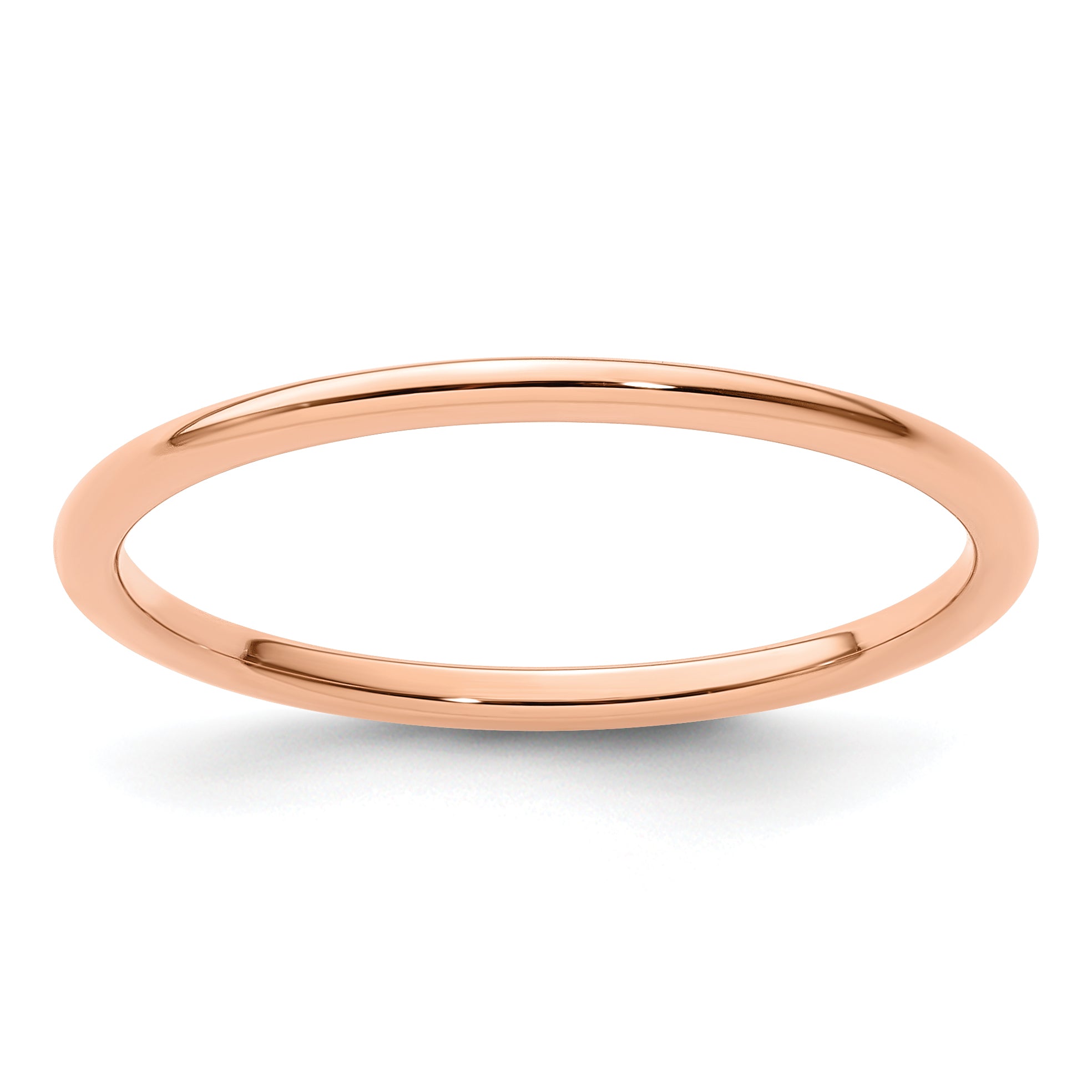 14K Rose Gold 1.2mm Half Round Polished Stackable Band