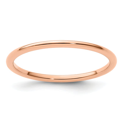 14K Rose Gold 1.2mm Half Round Polished Stackable Band