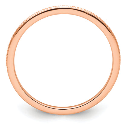 14K Rose Gold 1.2mm Beaded Stackable Band
