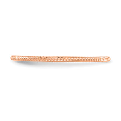 14K Rose Gold 1.2mm Beaded Stackable Band
