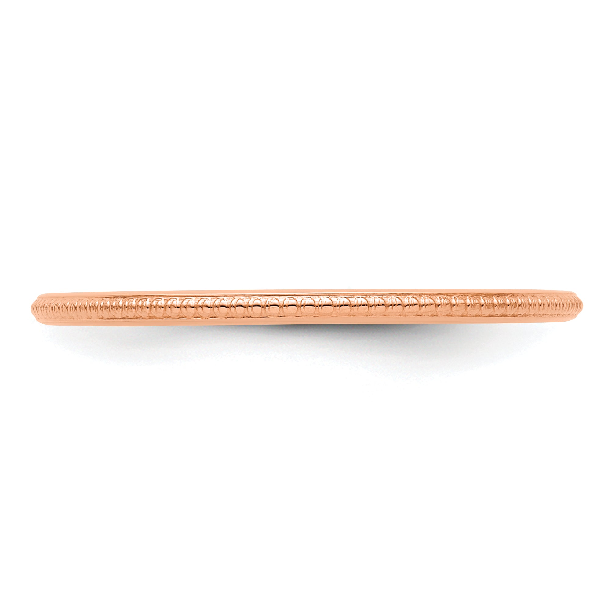 14K Rose Gold 1.2mm Beaded Stackable Band