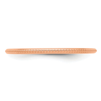 14K Rose Gold 1.2mm Beaded Stackable Band