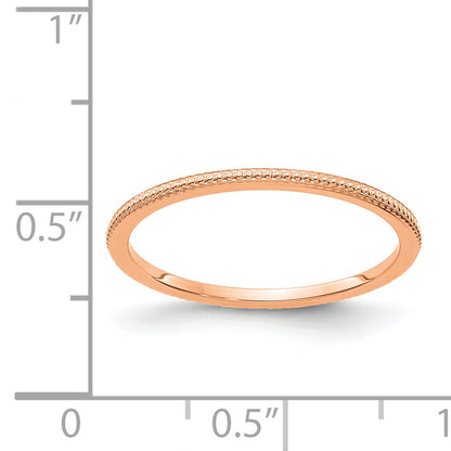 14K Rose Gold 1.2mm Beaded Stackable Band